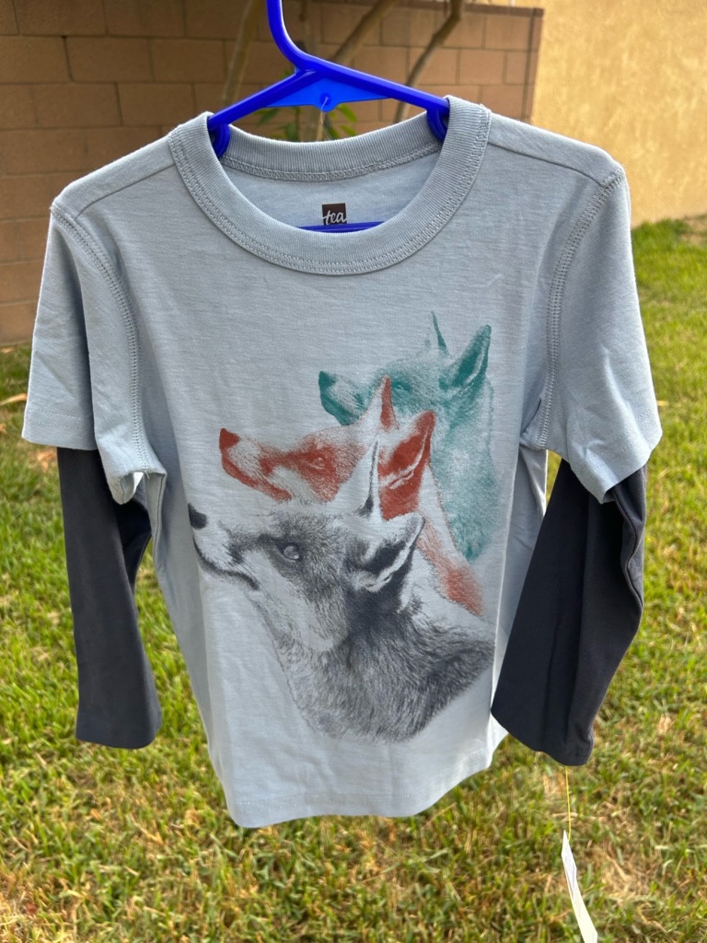 Tea Collection Boys' blue Layered-Look Fox Graphic Shirt